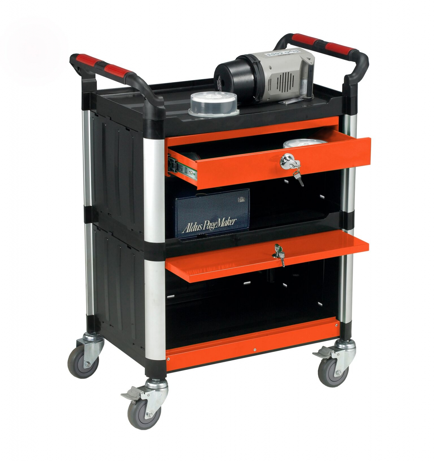 3 Shelf Trolley with Drawer and TrucksandTrolleys